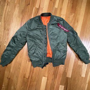 Alpha Industries MA-1 Bomber Jacket, Sage color, Size XS
